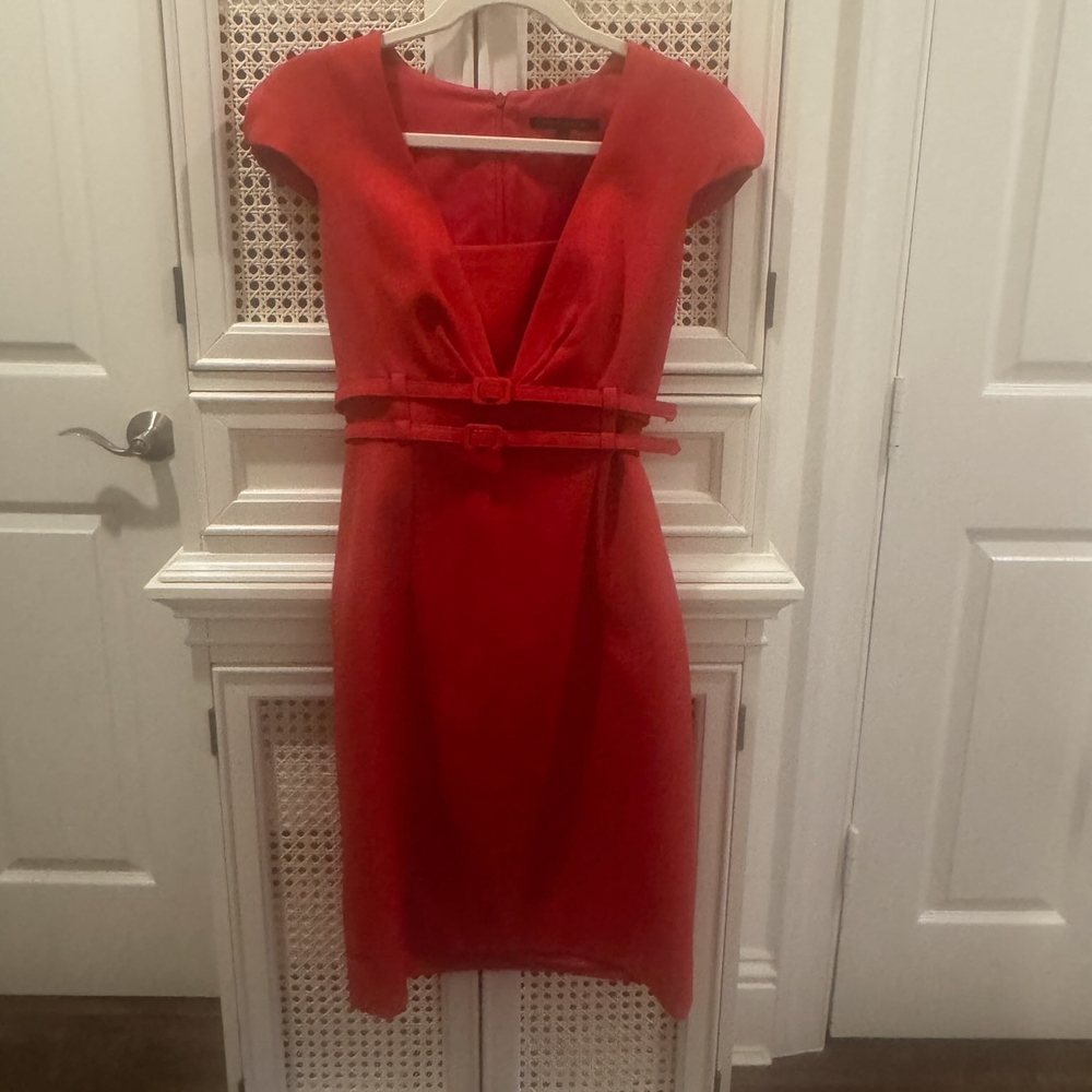 David Meister Bold Red Midi Dress